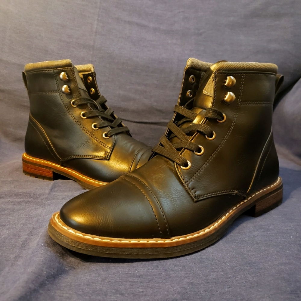 Goodfellow & Co. Black Ankle Boots Faux Leather Cap Toe Men's Sz. 7